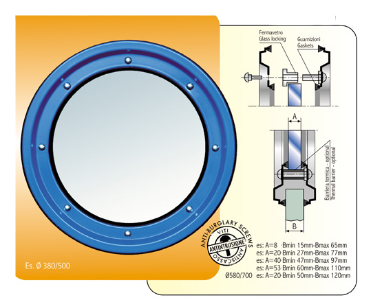 Metallic Porthole in Stainless Steel AISI 316 - Best Price