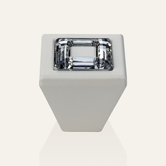 Cabinet knob Linea Calì Ring Crystal PB with crystals Swarowski® matt white