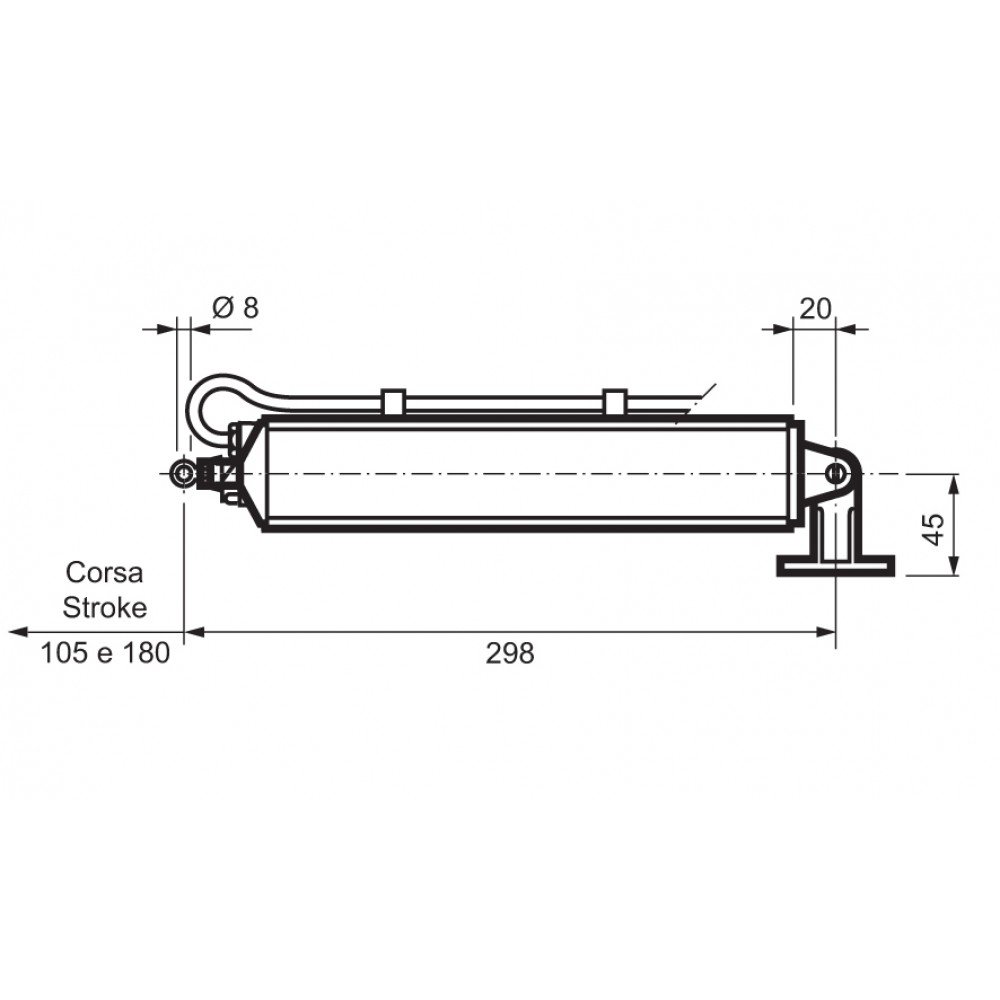 Mingardi rod actuator stroke 105mm