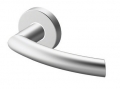 Pair of Helsinki Tropex Door Handles Satin Stainless Steel Round or Oval Rose