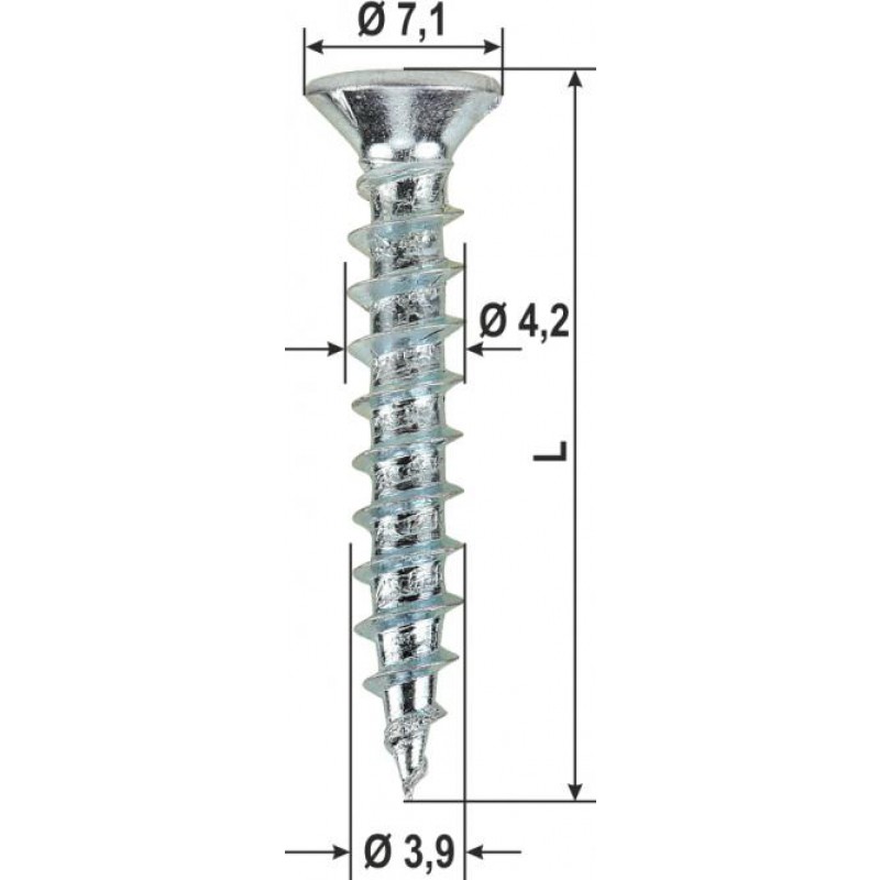 Hardware screws Duo Drive Top Silver PVC Various Sizes 2000pz HEICKO Segatori