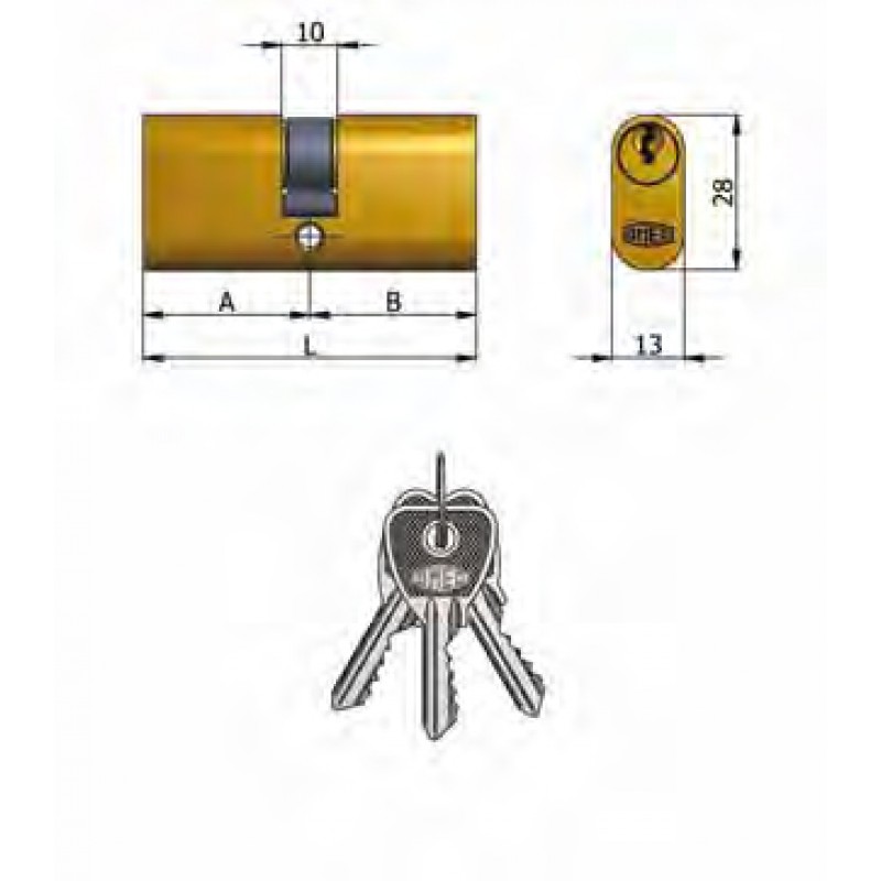 Art.140 / 07 Omec; Double Cylinder Brass Oval (5 Pins)