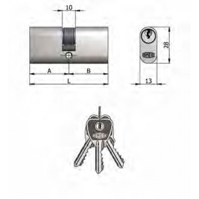 Art.140 / 06 H Omec; Double Cylinder Brass Nickel Oval (5 Pins)