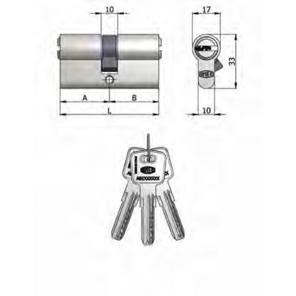 Art.2120 / 15 H Omec; Double Cylinder Shaped Brass Nickel (6 pins)