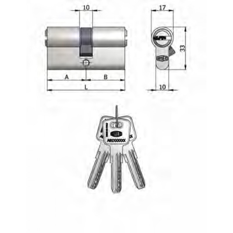 Art.2120 / 18 H Omec; Double Cylinder Shaped Brass Nickel (6 pins)