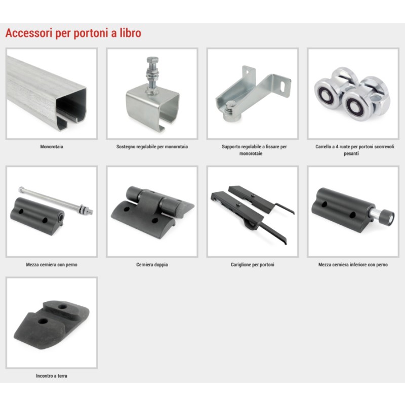 Accessories for Folding Doors Brevetti Adem Hinges Espagnolettes