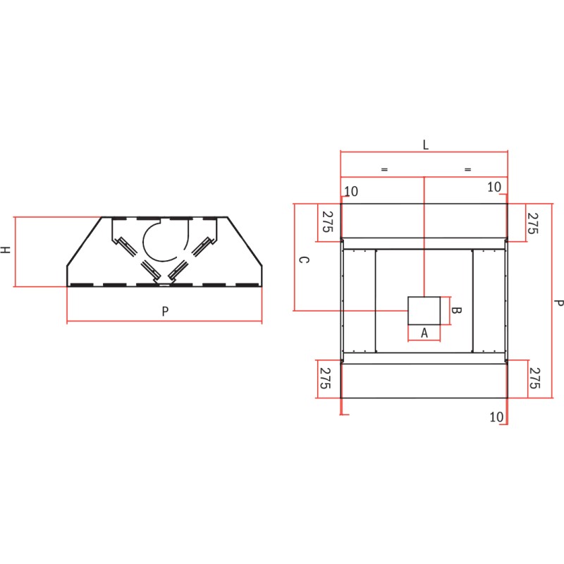 Island Hood for Kitchen in Stainless Steel and Electric Fan Motor