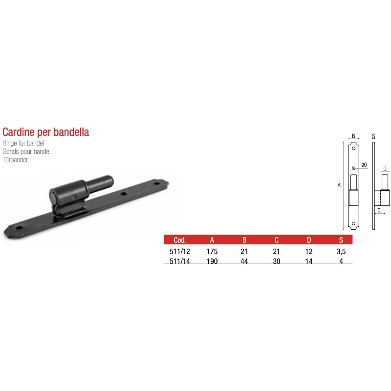 Hinge for Bandel 511 Adem Accessories for Wooden Doors