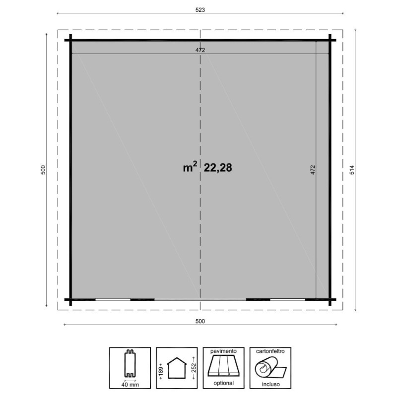 Wooden House 22 Mq 500x500 cm Camilla Losa