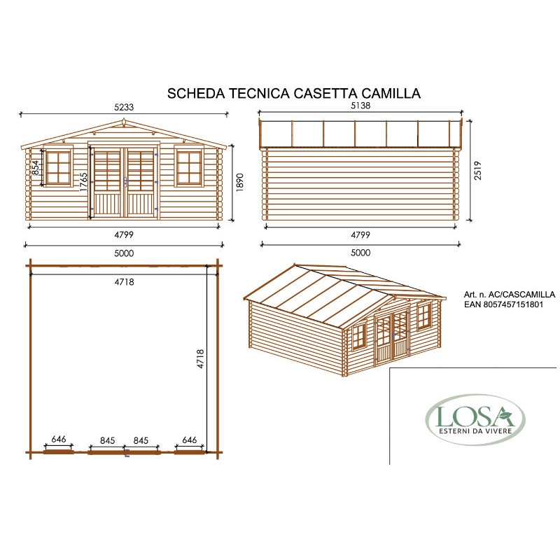 Wooden House 22 Mq 500x500 cm Camilla Losa