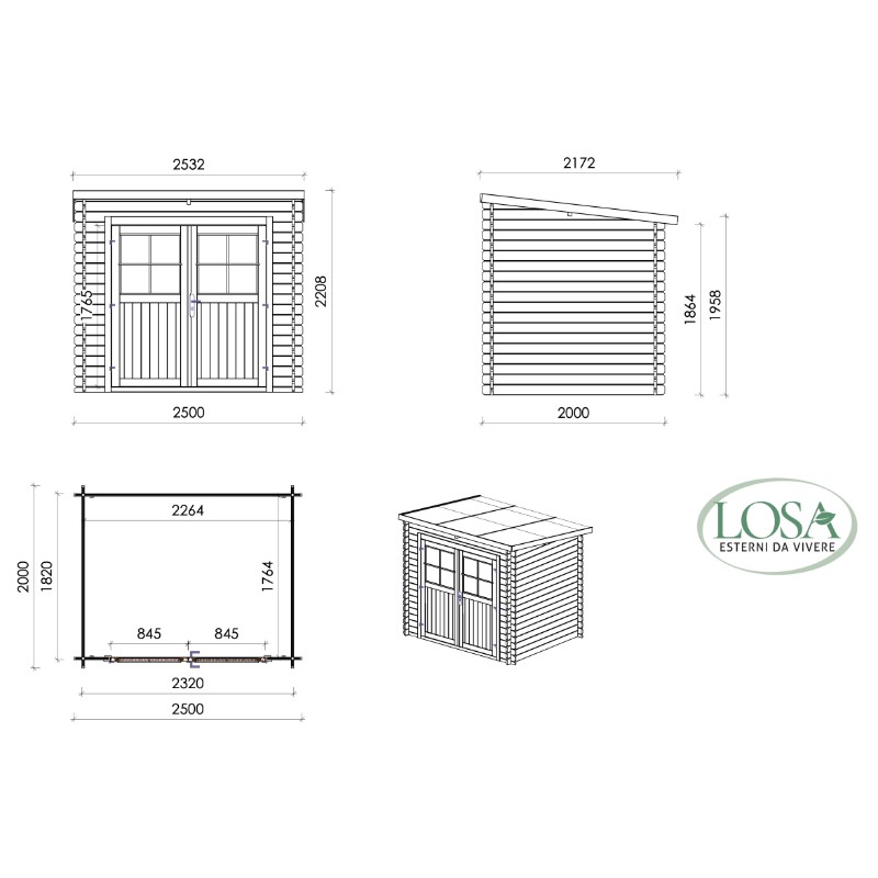 Wooden Garden Tool Shed 250x200 cm Nina Losa