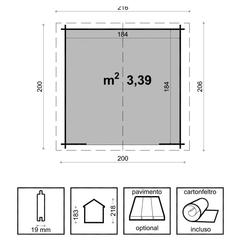 Wooden Tool House 200x200 cm Giulia Losa