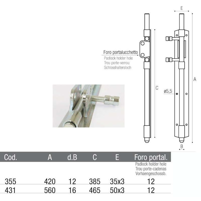 Stainless Steel Vertical Bolt Without Keep