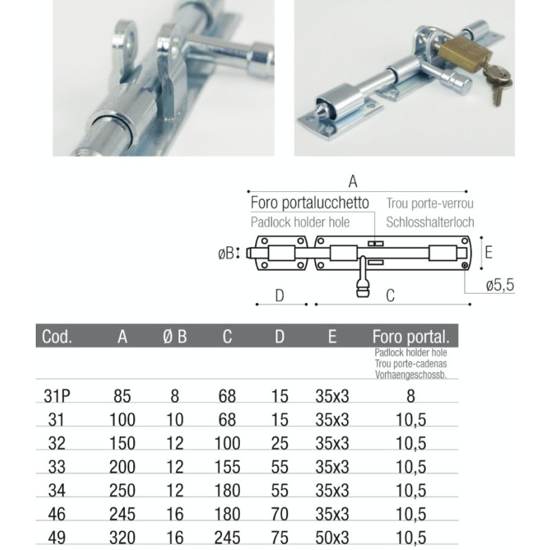 Galvanized Horizontal Door Bolt with Striker