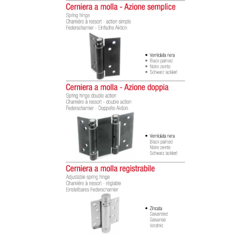 Adem Spring Hinge Single or Double or Adjustable Action