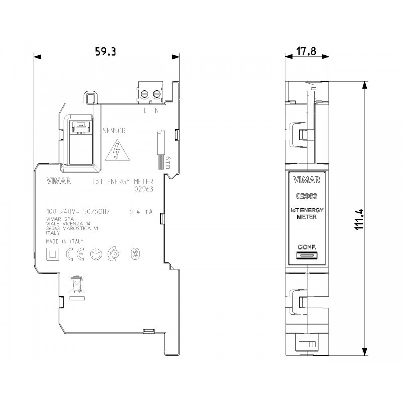 Energy Meter Connected IoT Single-phase 02963 Vimar