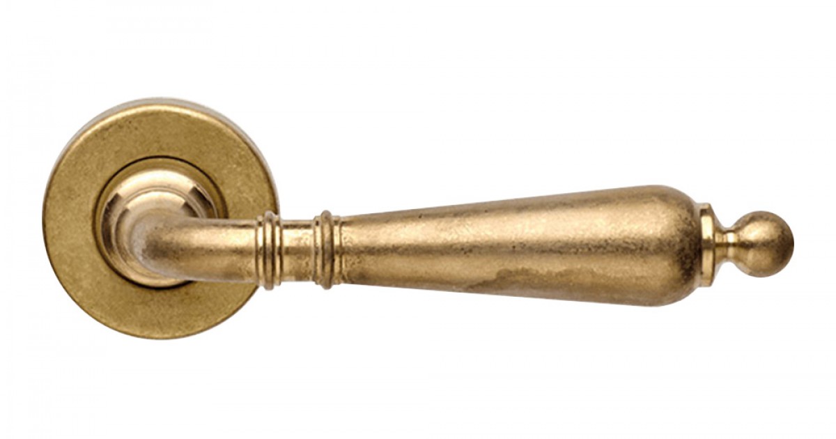 Classic Brass Door Handle Smooth With Floral Curved End