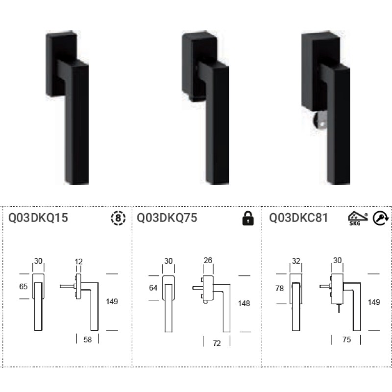 Genève Reguitti Window Handle DK Stainless Steel