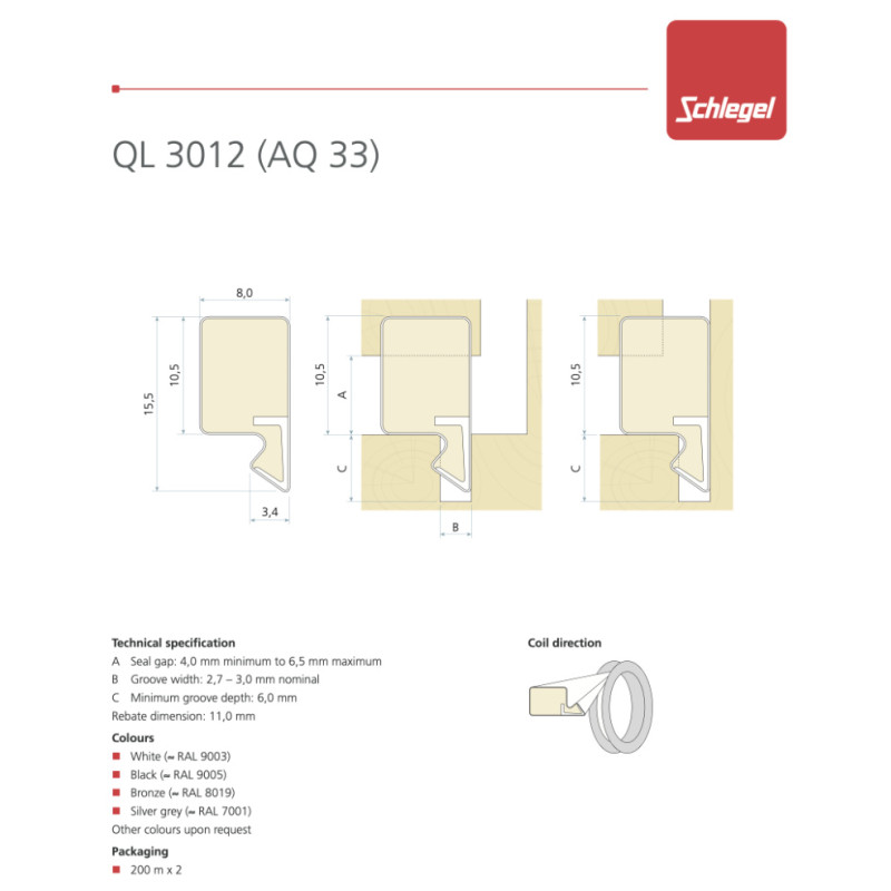 QL 3012 Schlegel Seal - for Wooden Windows