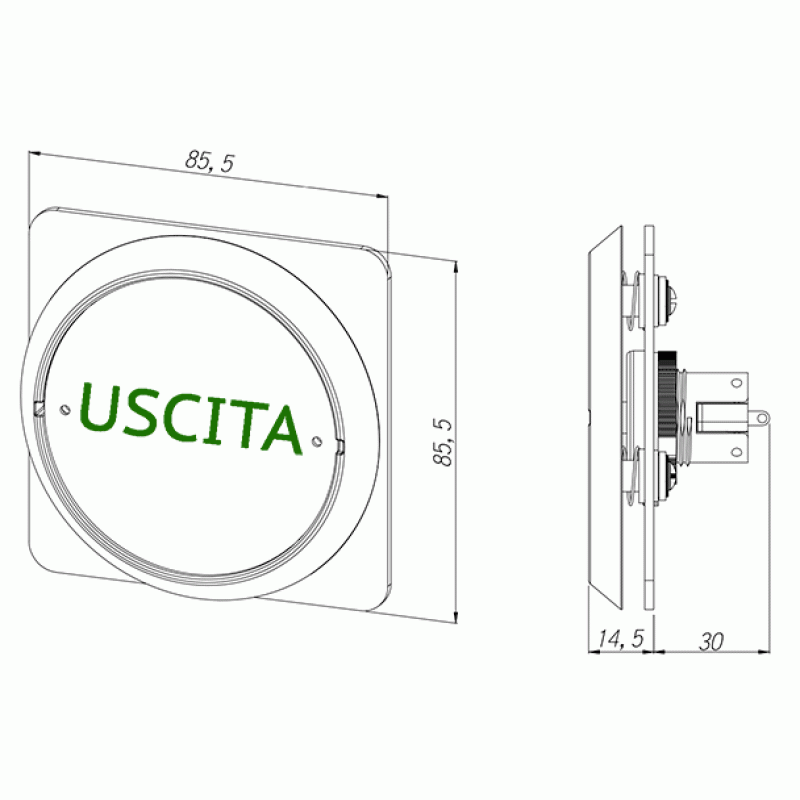 Kit Anti-Vandal Door Release Push Button for Exit + Box Profilo Series Opera