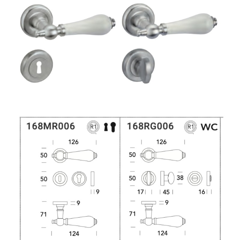 Door Handle with Porcelain Reguitti Sandra