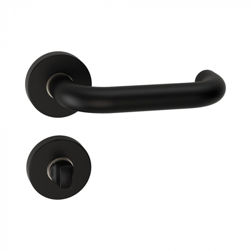 Stockholm Reguitti Inox Door Handle with Round Rosette