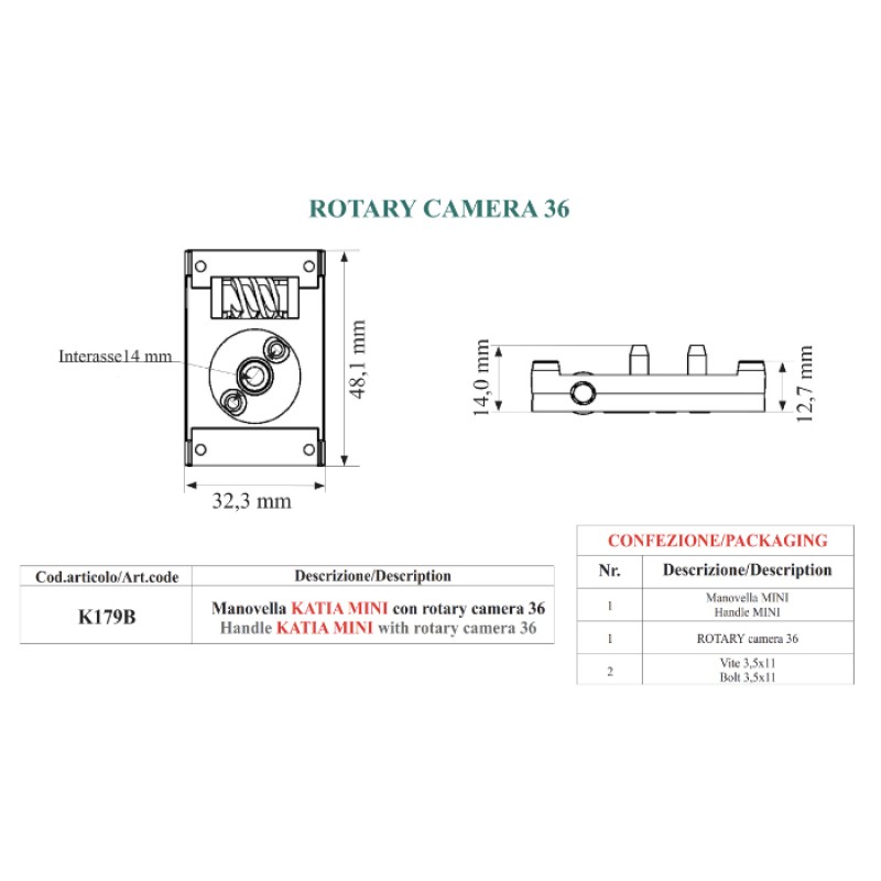 Mechanism for Adjustable Shutters Crank KATIA MINI TMS