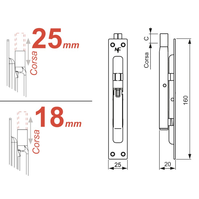 Bolt to Be Recessed Pole Thread 8MA Nova-Ferr 123