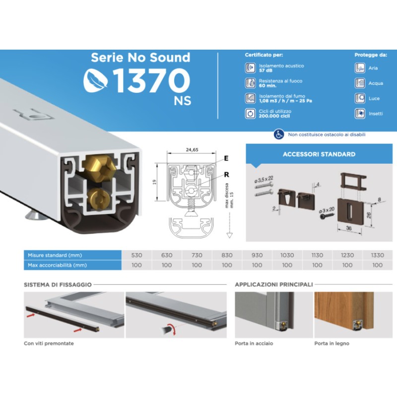 Draft Excluder Comaglio 1370NS NO SOUND Double Adjustment