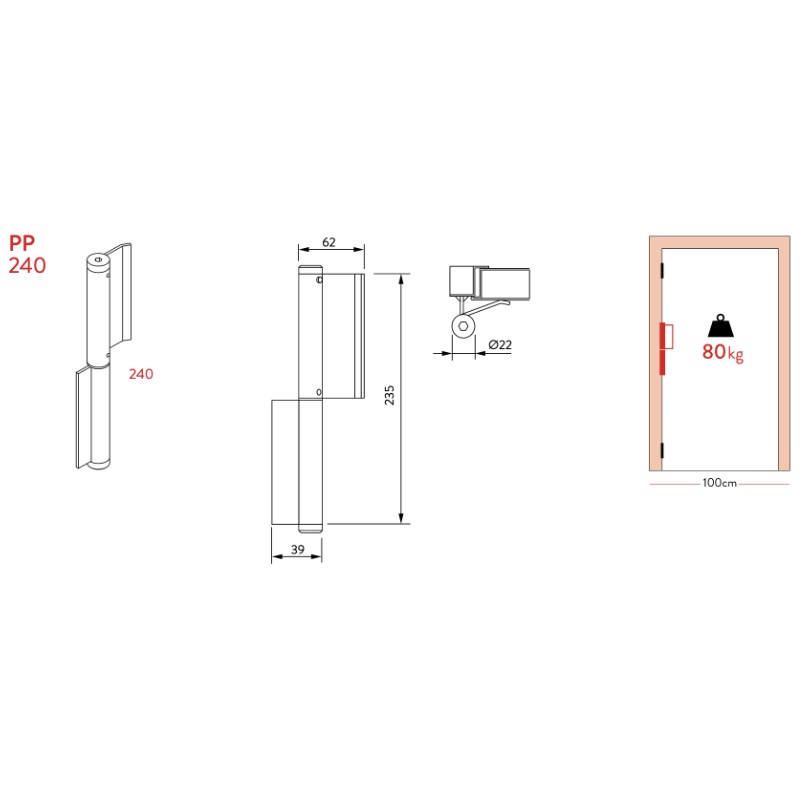 Blade Hinge with Washer for Welding Justor PP 240