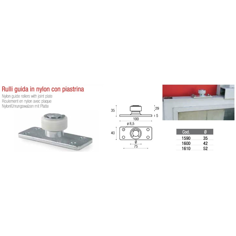 Nylon Guide Rollers with Joint Plate Adem 1590 1600 1610