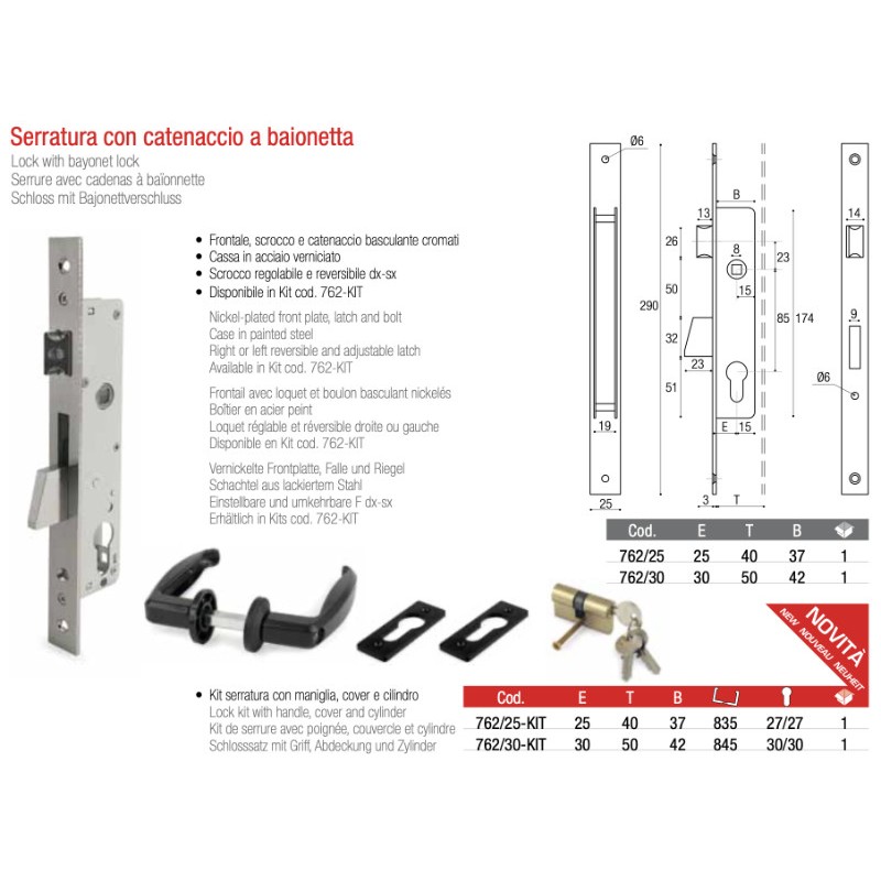 Lock with Bayonet Deadbolt for Swing Gate