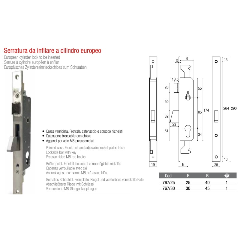 European Cylinder Lock to Be Inserted 767 Brevetti Adem