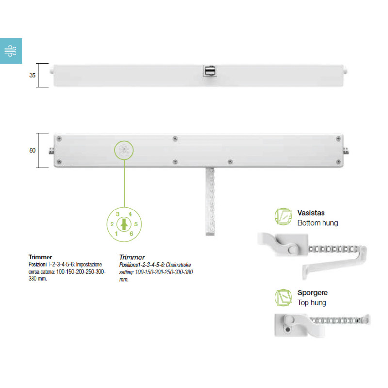 Star 25 Comunello Chain Actuator for Window 230V or 24V